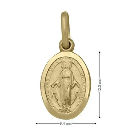 10, 14 Karat Yellow Gold Solid Miraculous Very Small Medalion