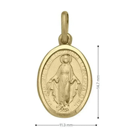 10, 14 Karat Yellow Gold Solid Miraculous Regular Medalion