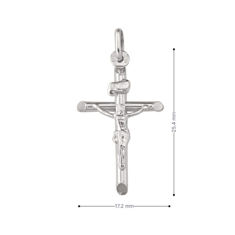 10k, 14k White Gold Religious Italian Cross with Crucifix