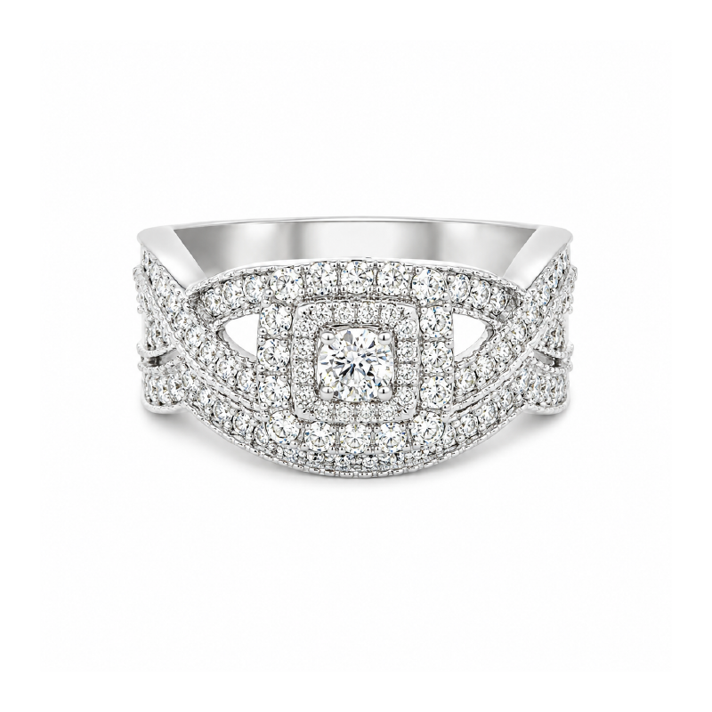 14K White Gold 0.72TDW Diamond Engagement Ring