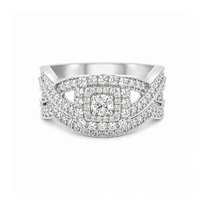 14K White Gold 0.72TDW Diamond Engagement Ring