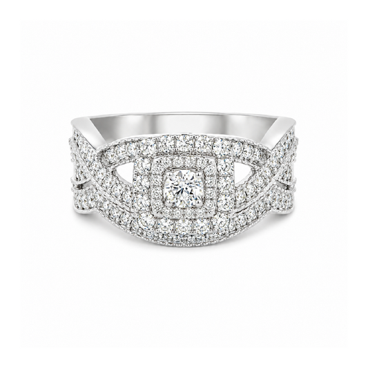 14K White Gold 0.72TDW Diamond Engagement Ring