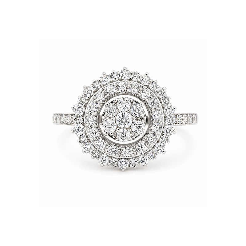 1.00TDW Diamond Dazzler Ring in 10K White Gold