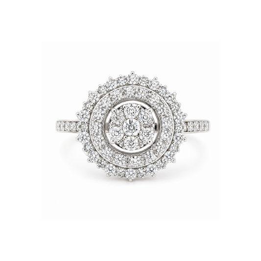 1.00TDW Diamond Dazzler Ring in 10K White Gold