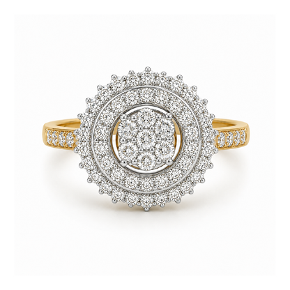10K Yellow Gold 1.00TDW Diamond Dazzler Ring