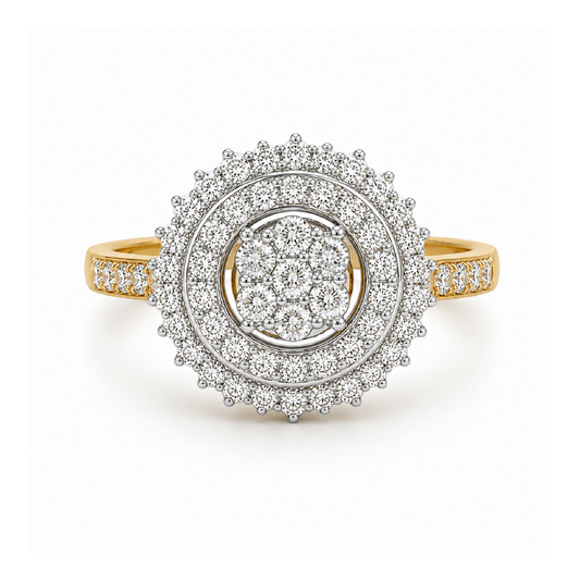 10K Yellow Gold 1.00TDW Diamond Dazzler Ring