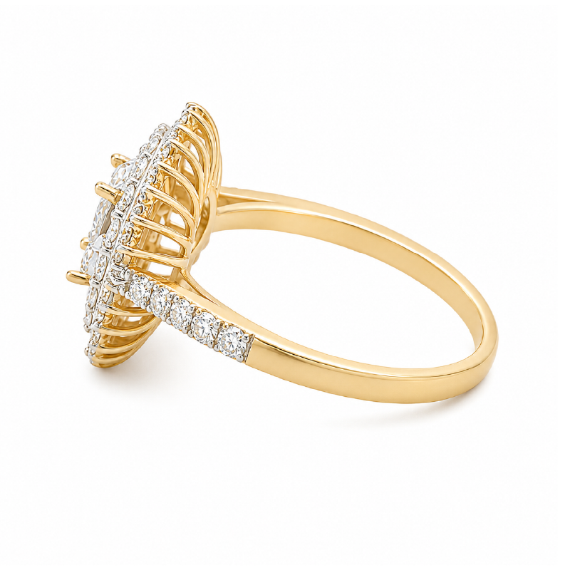 10K Yellow Gold 1.00TDW Diamond Dazzler Ring