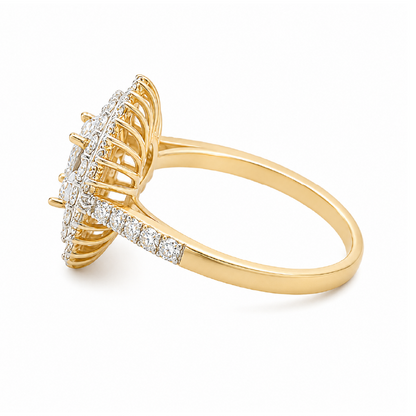 10K Yellow Gold 1.00TDW Diamond Dazzler Ring
