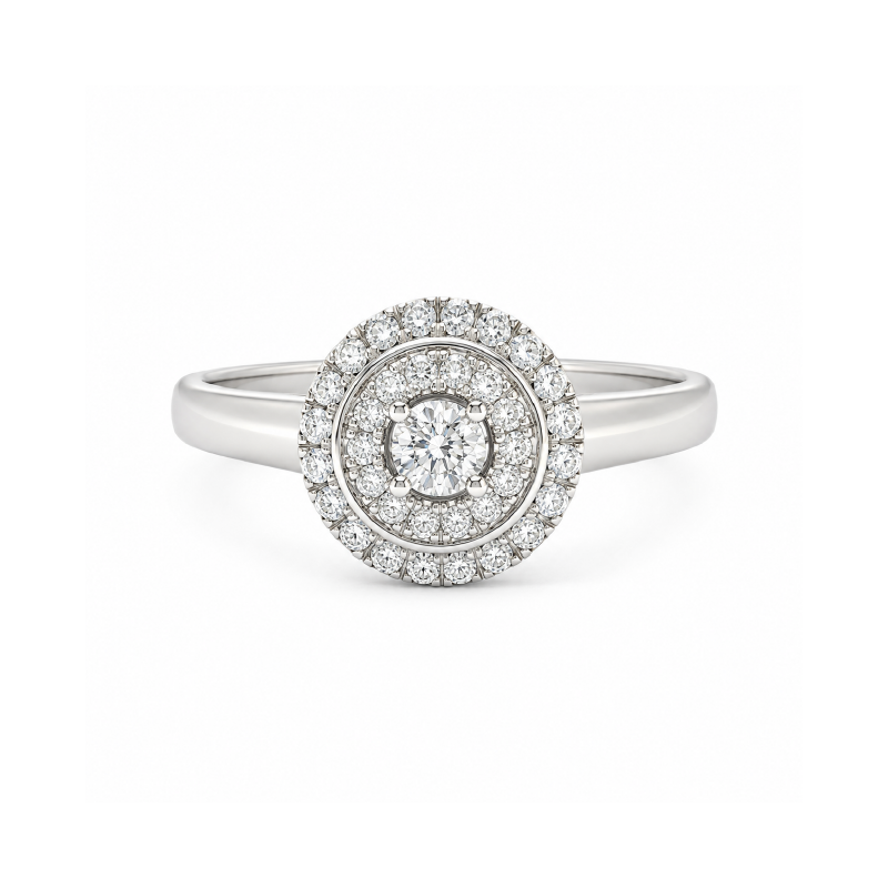 10K White Gold 0.25TDW Halo Diamond Ring