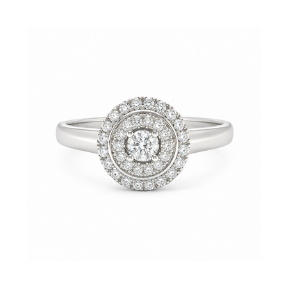 10K White Gold 0.25TDW Halo Diamond Ring