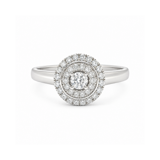 10K White Gold 0.25TDW Halo Diamond Ring