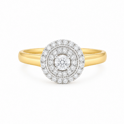 10K Yellow Gold 0.25TDW Diamond Halo Ladies Ring