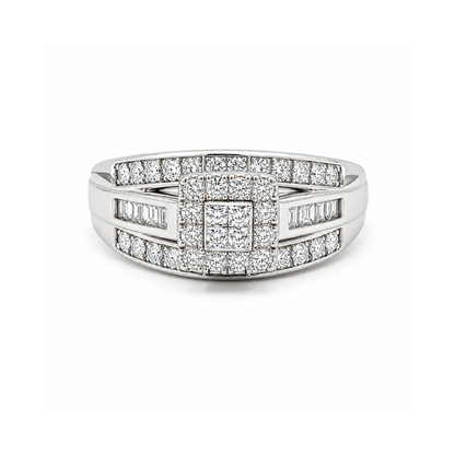 0.50TDW Diamond Illusion Set Bridal Ring in 10K White Gold