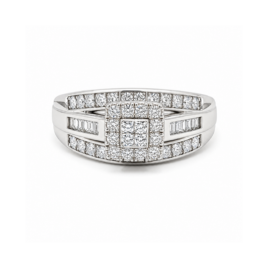 0.50TDW Diamond Illusion Set Bridal Ring in 10K White Gold