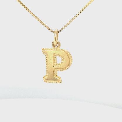 Solid 10K Yellow Gold Initial Letter P Pendant