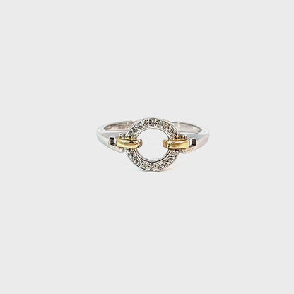 10K Yellow and White Gold 0.07TDW Circle Ring