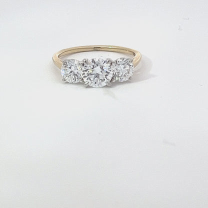 14K Yellow and White Gold 2.10TDW Lab Grown Diamond Past Present and Future Ring