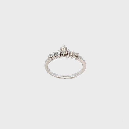 0.25CT Diamond 14K White Gold Marquise Bridal Ring