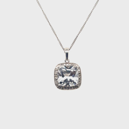 April Birthstone Pendant with Diamond Accent set in Sterling Silver