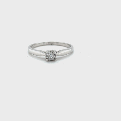 Elegant 0.08TDW Diamond Illusion Ring in 10K White Gold