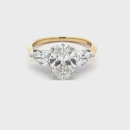 14K Yellow and White Gold 3.06TDW Lab Grown Diamond Engagement Ring