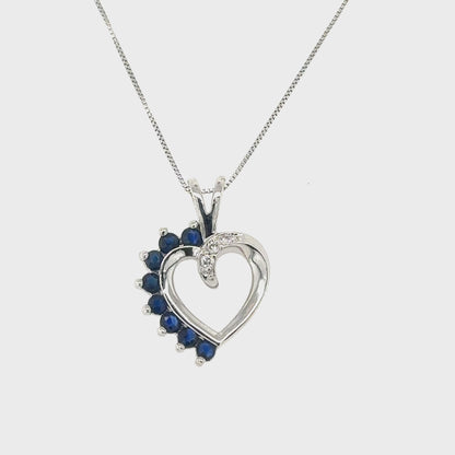 10KW Sapphire & Diamond Heart pendant