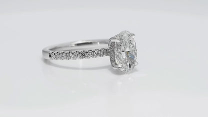 14K White Gold 2.35TDW Lab Diamond Oval Halo Engagement Ring