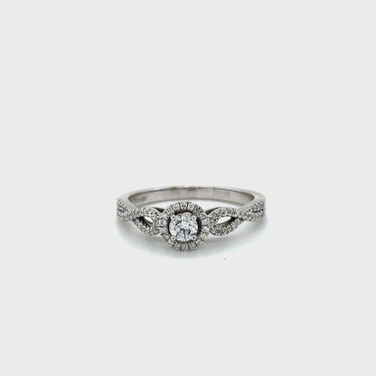 0.31TDW Canadian Diamond Halo Engagement Ring in 10K White Gold