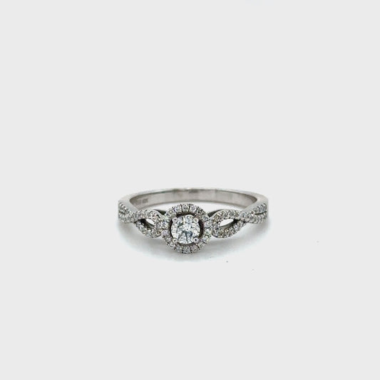 0.31TDW Canadian Diamond Halo Engagement Ring in 10K White Gold