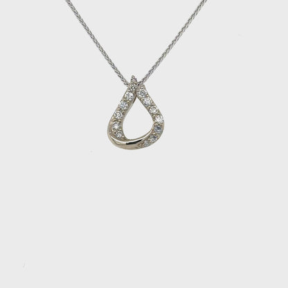 Delicate 10K White Gold Pear Shaped Diamond Pendant with 0.20TDW