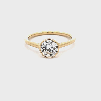 14K Yellow Gold 1.04CT Lab Grown Diamond Solitaire Bezel Ring