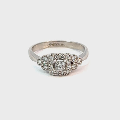 14K White Gold 0.38TDW Halo Diamond Engagement Ring