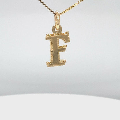 Elegant Initial Letter F Pendant in 10 karat Yellow Gold