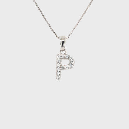 Sterling Silver CZ Initial Letter "P" Pendant