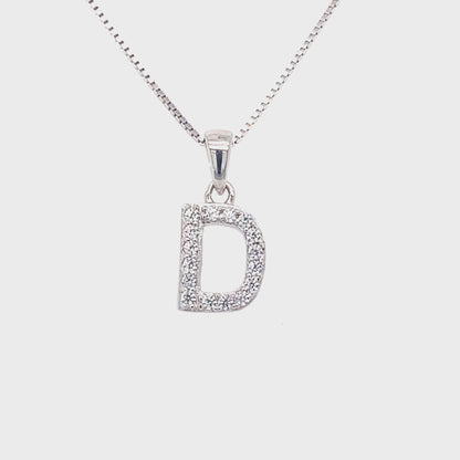 Sparkling Sterling Silver CZ Initial Letter D Pendant