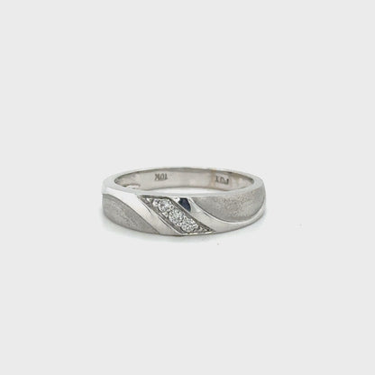 0.10TDW Diamond Band in 10K White Gold with Sand Blast Finish
