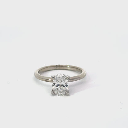 14K White Gold 1.05CT Oval Lab Grown Diamond Ring