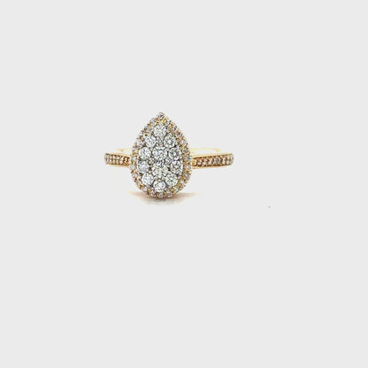 0.75TDW Diamond Pear Shape Ring in 10K Yellow Gold