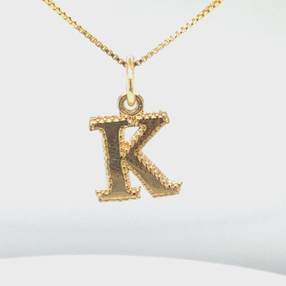 10K Yellow Gold Letter Initial K Pendant