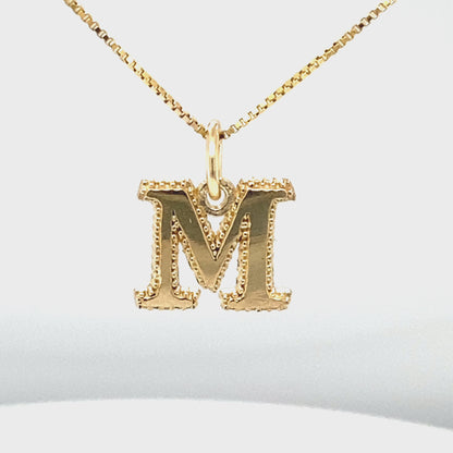 10K Yellow Gold Initial Letter M Pendant