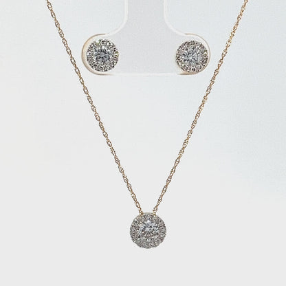 14K Yellow Gold 1.00TDW Lab Grown Diamond Earring & Pendant Set