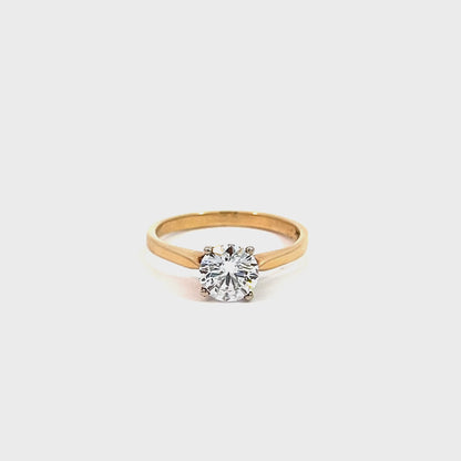 1.00CT Lab Grown Diamond Solitaire Ring in 14K Yellow Gold