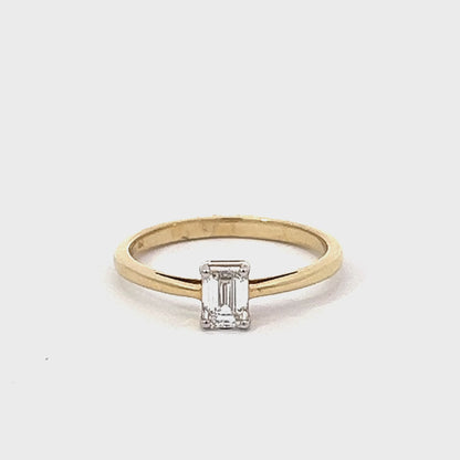 14K Yellow Gold 0.50CT Emerald Cut Lab Grown Diamond Ring