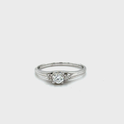 0.18TDW Diamond Engagement Ring in 10K White Gold with Side Diamonds