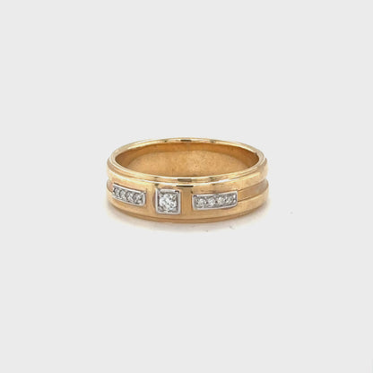 0.10TDW Diamond Men's Band in 10K Yellow Gold
