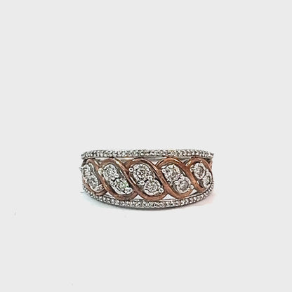 Sterling Silver Rose Gold Plated 0.25TDW Diamond Anniversary Band