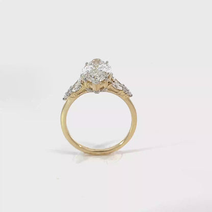 3.60TDW Lab Diamond Marquise Engagement Ring in 14K Yellow Gold