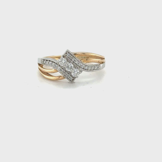 0.25TDW Three-Stone Diamond Promise Ring in 10K Two-Tone Gold