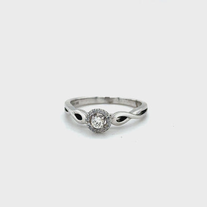 10K White Gold & 0.12TDW Canadian Diamond Halo Twist Ring
