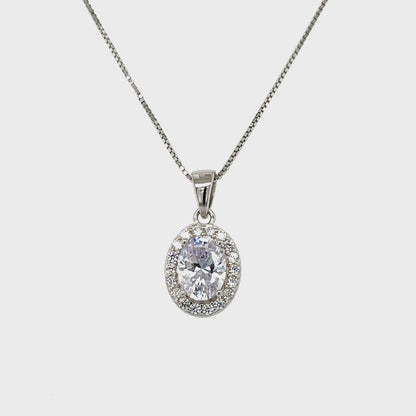 April Birthstone Color CZ Pendant in Sterling Silver